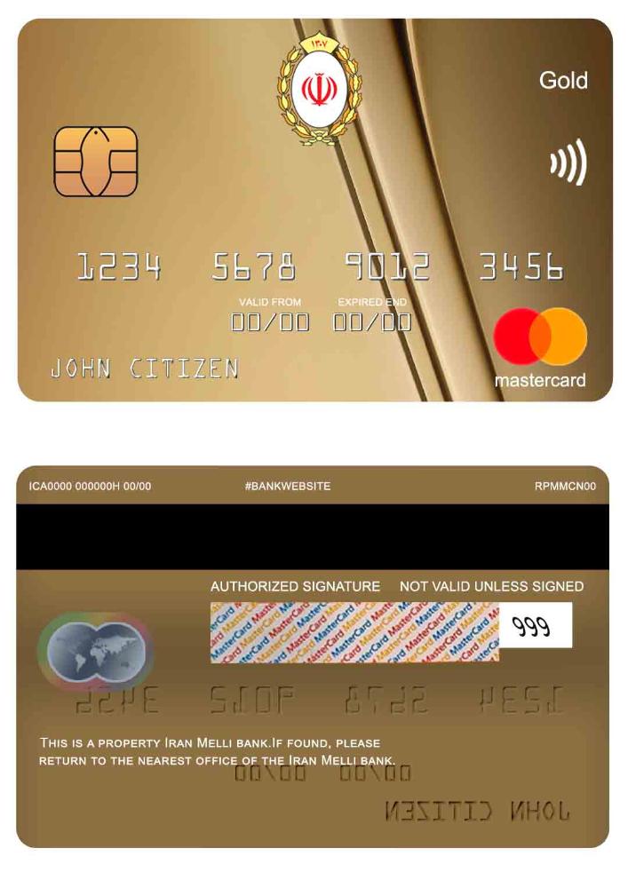 Iran Melli Bank mastercard gold